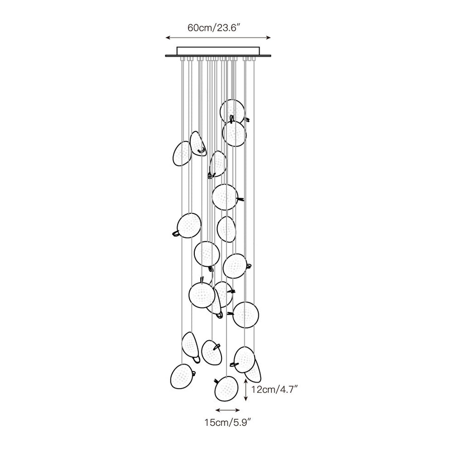 Mesh Glass Cluster Chandelier – detail 9 — Dimension drawings 7