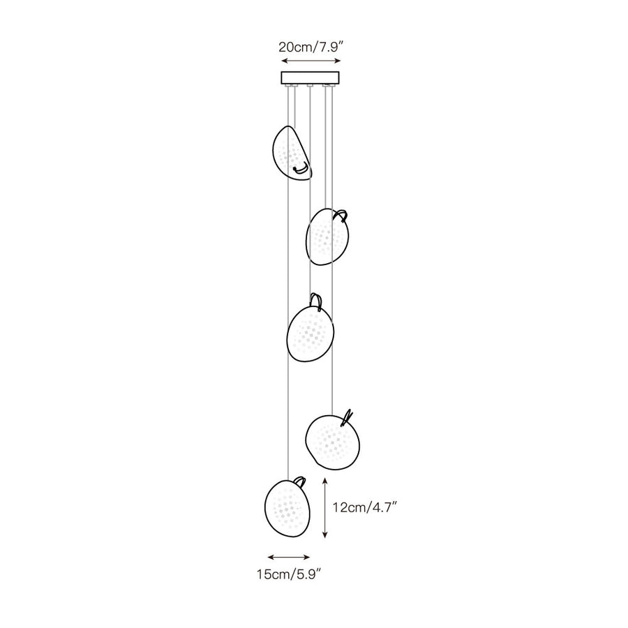 Mesh Glass Cluster Chandelier – detail 5 — Dimension drawings 3