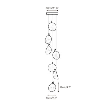 Mesh Glass Cluster Chandelier – detail 6 — Dimension drawings 4