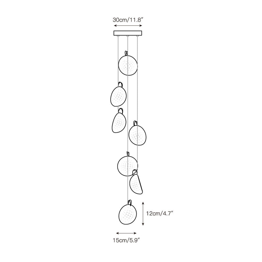 Mesh Glass Cluster Chandelier – detail 6 — Dimension drawings 4