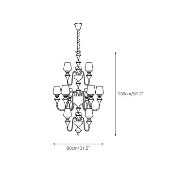 Abrahamson Shaded Tiered Chandelier – detail 4 — Dimension drawings 2