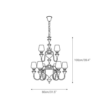 Abrahamson Shaded Tiered Chandelier – detail 3 — Dimension drawings 1