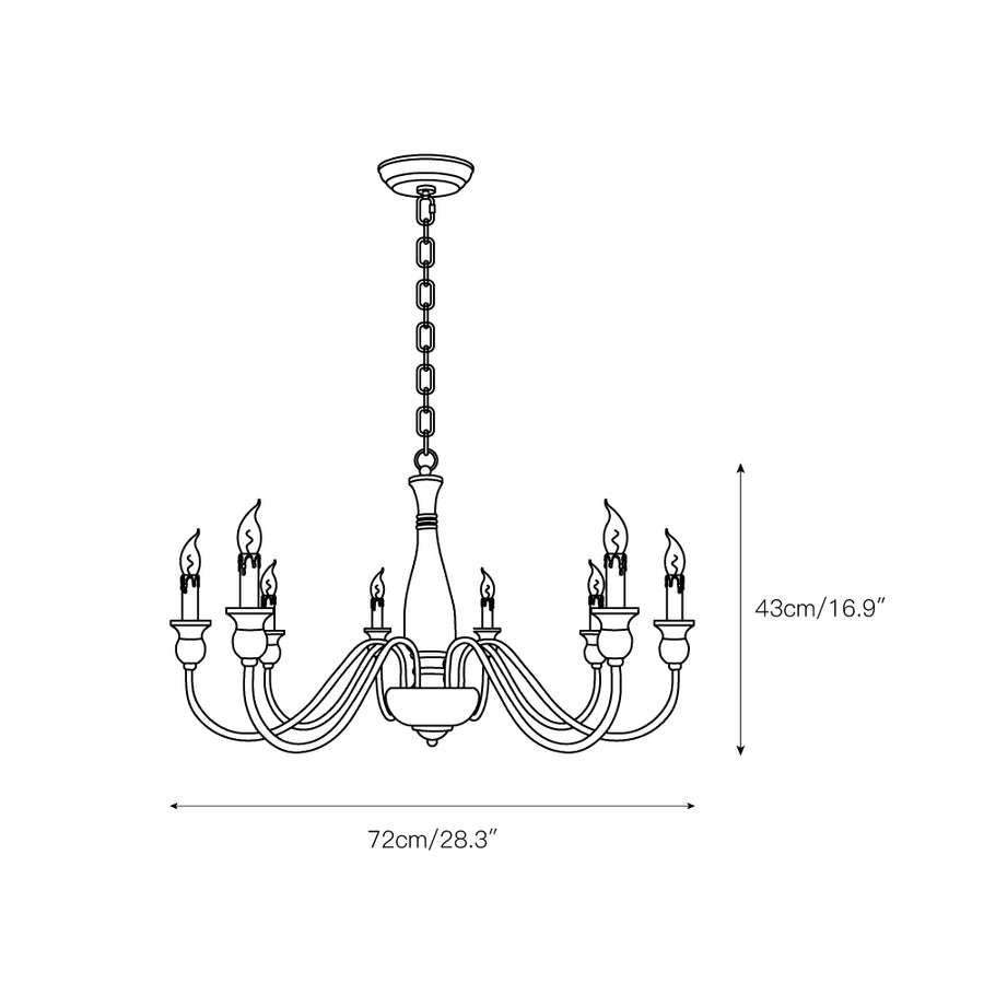French Country Candle Chandelier – detail 3 — Dimension drawings 1