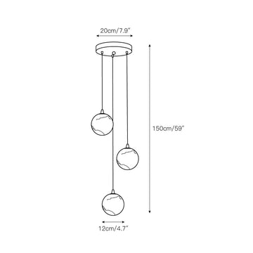 Alabaster Balls Cluster Chandelier – detail 3 — Dimension drawings 1