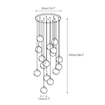 Alabaster Balls Cluster Chandelier – detail 7 — Dimension drawings 5