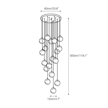 Alabaster Balls Cluster Chandelier – detail 8 — Dimension drawings 6