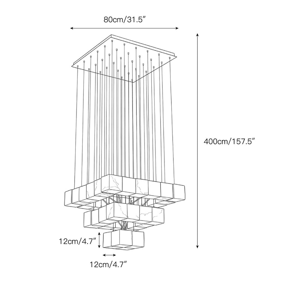 Alabaster Box Chandelier – detail 6 — Dimension drawings 4