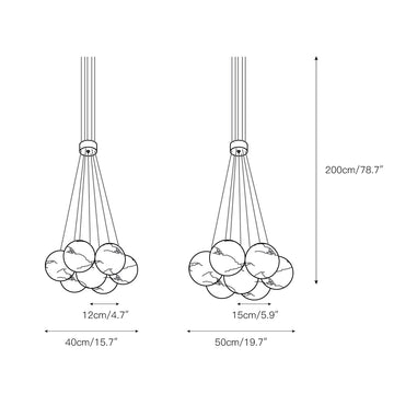 Alabaster Lunar Chandelier – detail 3 — Dimension drawings 1