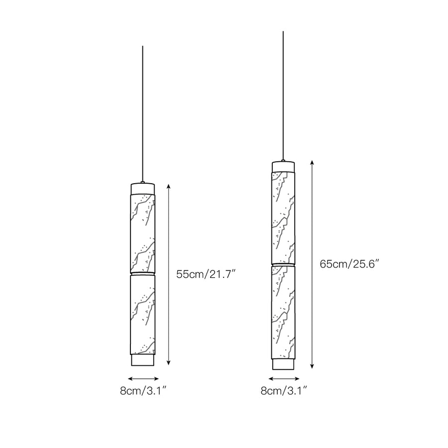 Alabaster Strip Alabaster Pendant Light – detail 3 — Dimension drawings 1