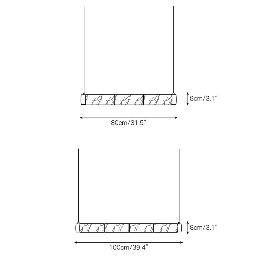 Alabaster Strip Alabaster Pendant Light – detail 4 — Dimension drawings 2