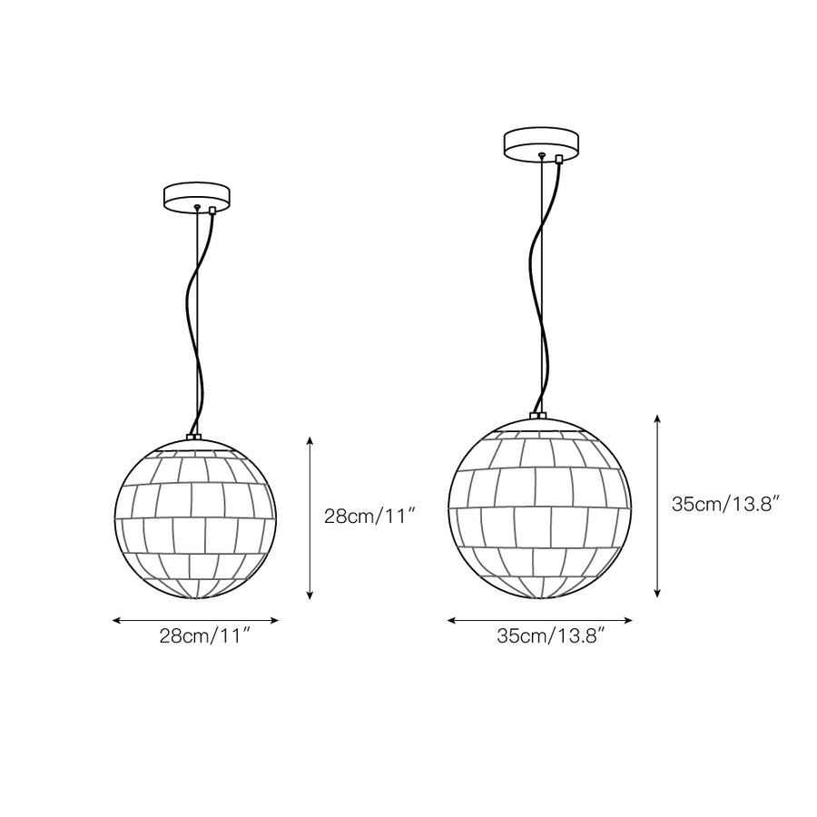 Alabaster Ball Alabaster Pendant Light – detail 5 — Dimension drawings 1