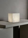 Load image into Gallery viewer, Alabaster Cubic Table Lamp