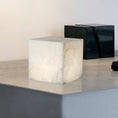 Load image into Gallery viewer, Alabaster Cubic Table Lamp