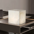Load image into Gallery viewer, Alabaster Cubic Table Lamp