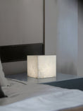 Load image into Gallery viewer, Alabaster Cubic Table Lamp