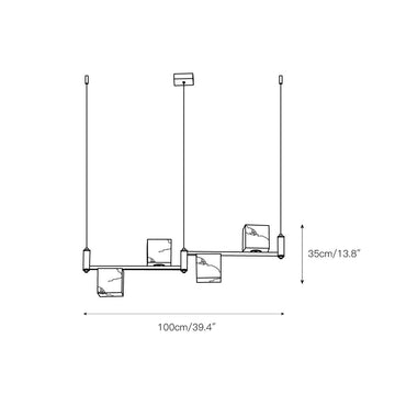 Alabaster Square Box Chandelier – detail 3 — Dimension drawings 1