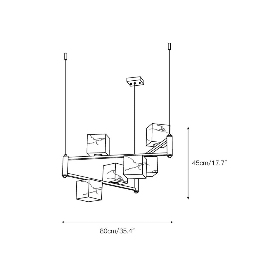Alabaster Square Box Chandelier – detail 4 — Dimension drawings 2