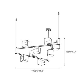 Alabaster Square Box Chandelier – detail 6 — Dimension drawings 4