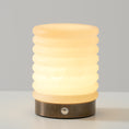 Load image into Gallery viewer, Alabaster Striped Table Lamp (Built-in Battery)