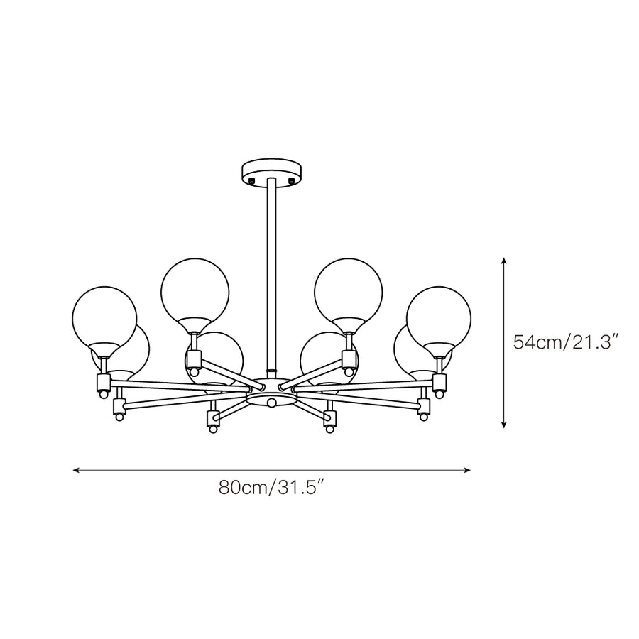 Alessio Globe Chandelier – detail 5 — Dimension drawings 1