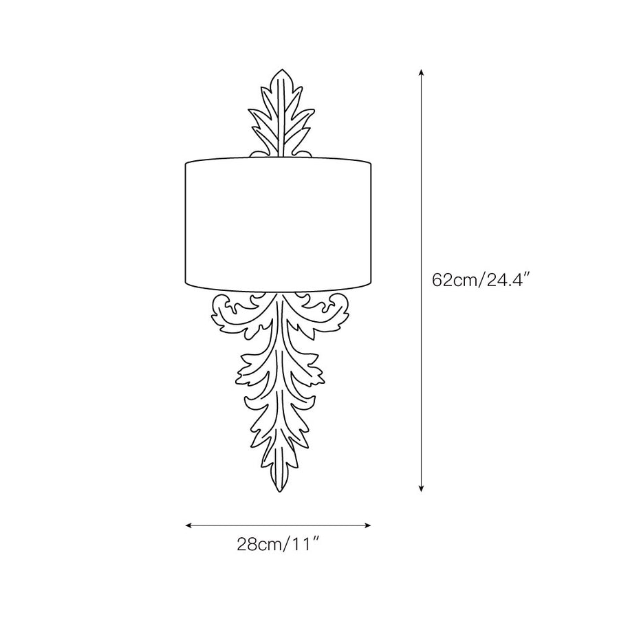 Almont Leaves Wall Lamp – detail 3 — Dimension drawings 1