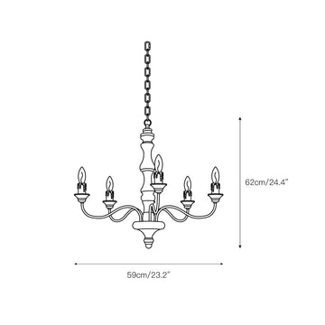 Andromeda 5-Light Chandelier – detail 3 — Dimension drawings 1
