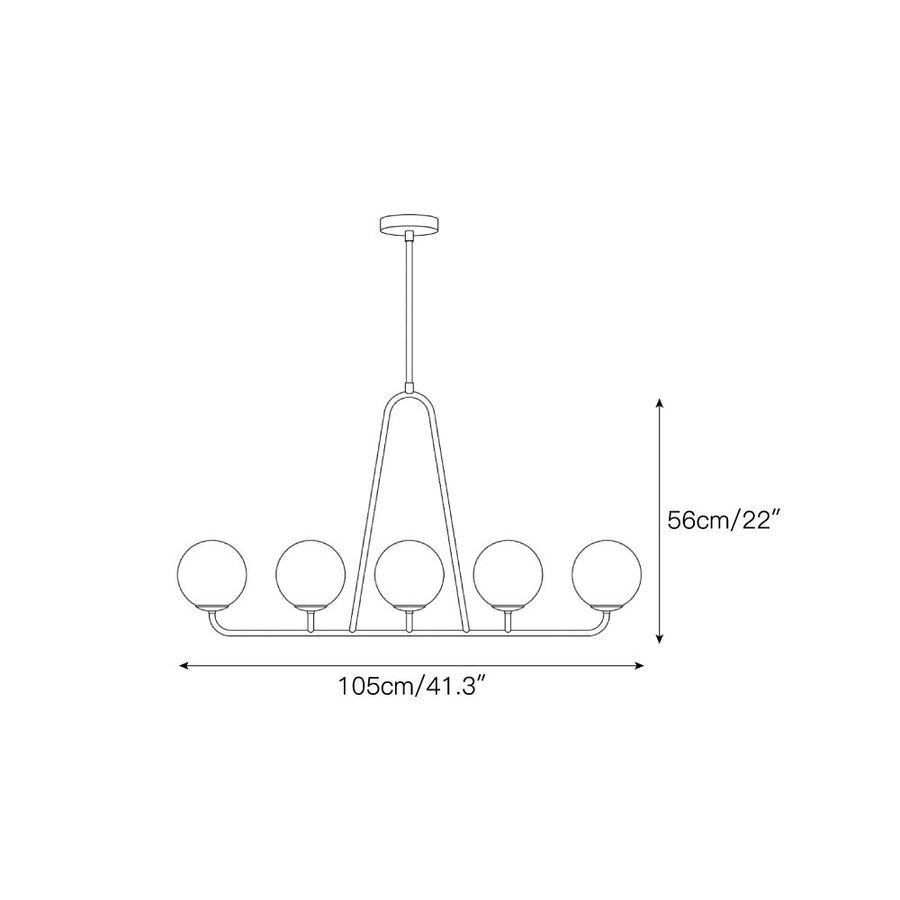 Ansel Linear Alabaster Pendant Lamp — Dimension drawings 1