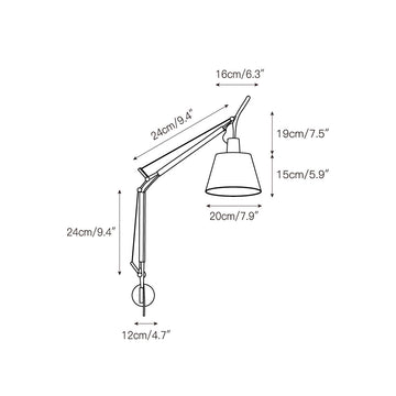 Costanza Plug-in Swing-Arm Wall Lamp – detail 3 — Dimension drawings 1