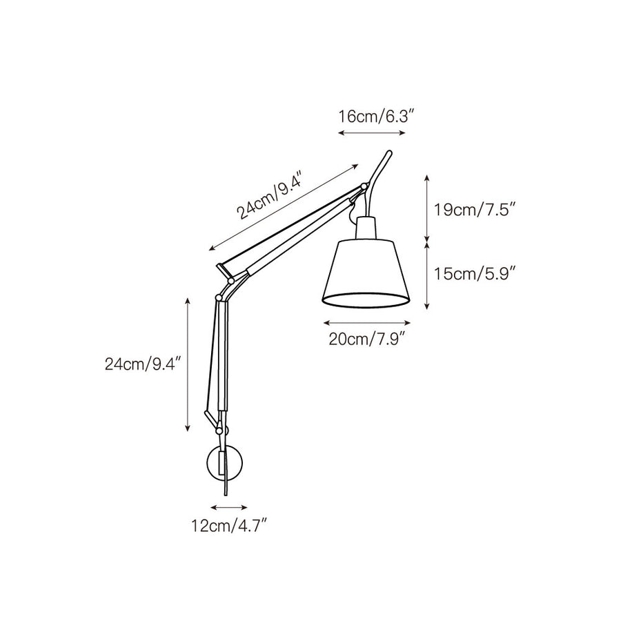 Costanza Plug-in Swing-Arm Wall Lamp – detail 3 — Dimension drawings 1