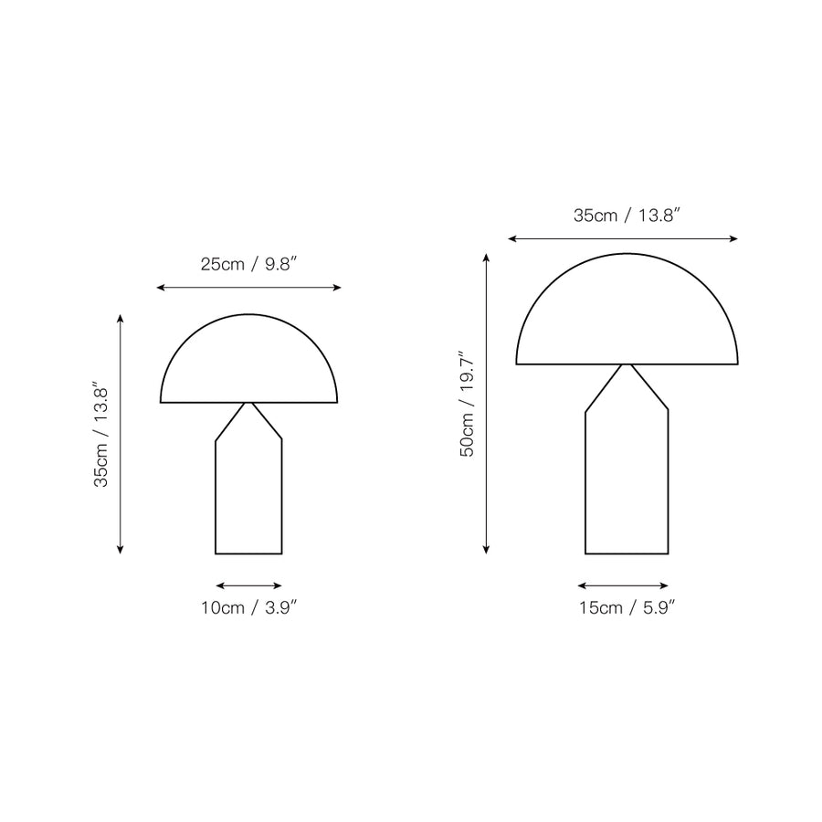 Mushroom Dome Glass Table Lamp – detail 3 — Dimension drawings 1