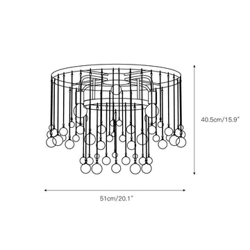 Cascade Halo Brass Droplet Flush Mount – detail 3 — Dimension drawings 1