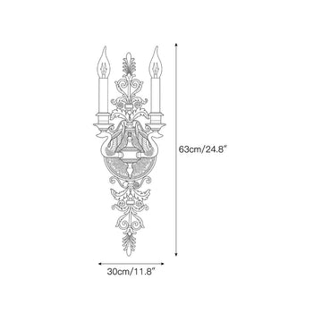 Aurelia Brass Double-Candle Wall Sconce – detail 3 — Dimension drawings 1