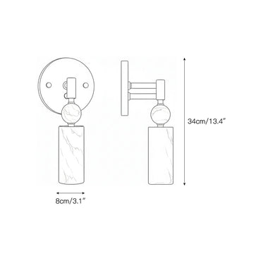 Kingston Marble Wall Lamp – detail 3 — Dimension drawings 1