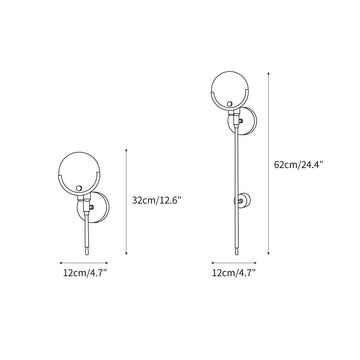 Crescent-Cradle Alabaster Globe Wall Sconce – detail 3 — Dimension drawings 1