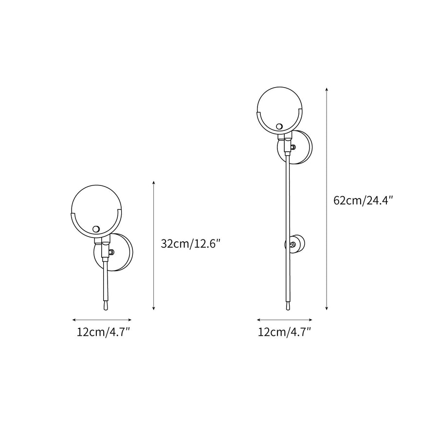 Crescent-Cradle Alabaster Globe Wall Sconce – detail 3 — Dimension drawings 1