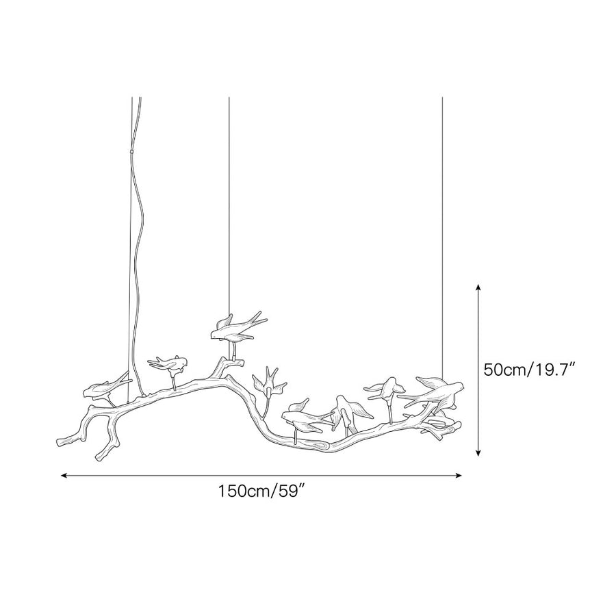 Bird Song Branching Linear Chandelier – detail 3 — Dimension drawings 1