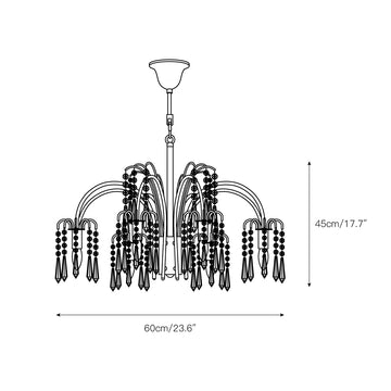 Brass Candle Crystal Chandelier – detail 5 — Dimension drawings 3