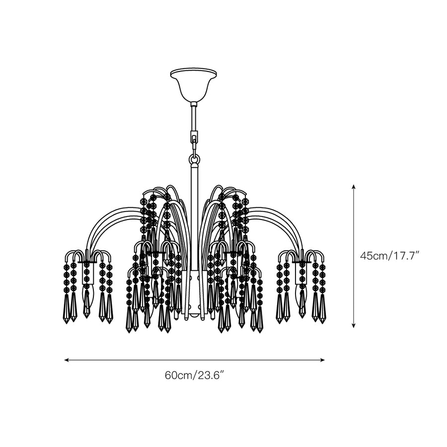 Brass Candle Crystal Chandelier – detail 5 — Dimension drawings 3