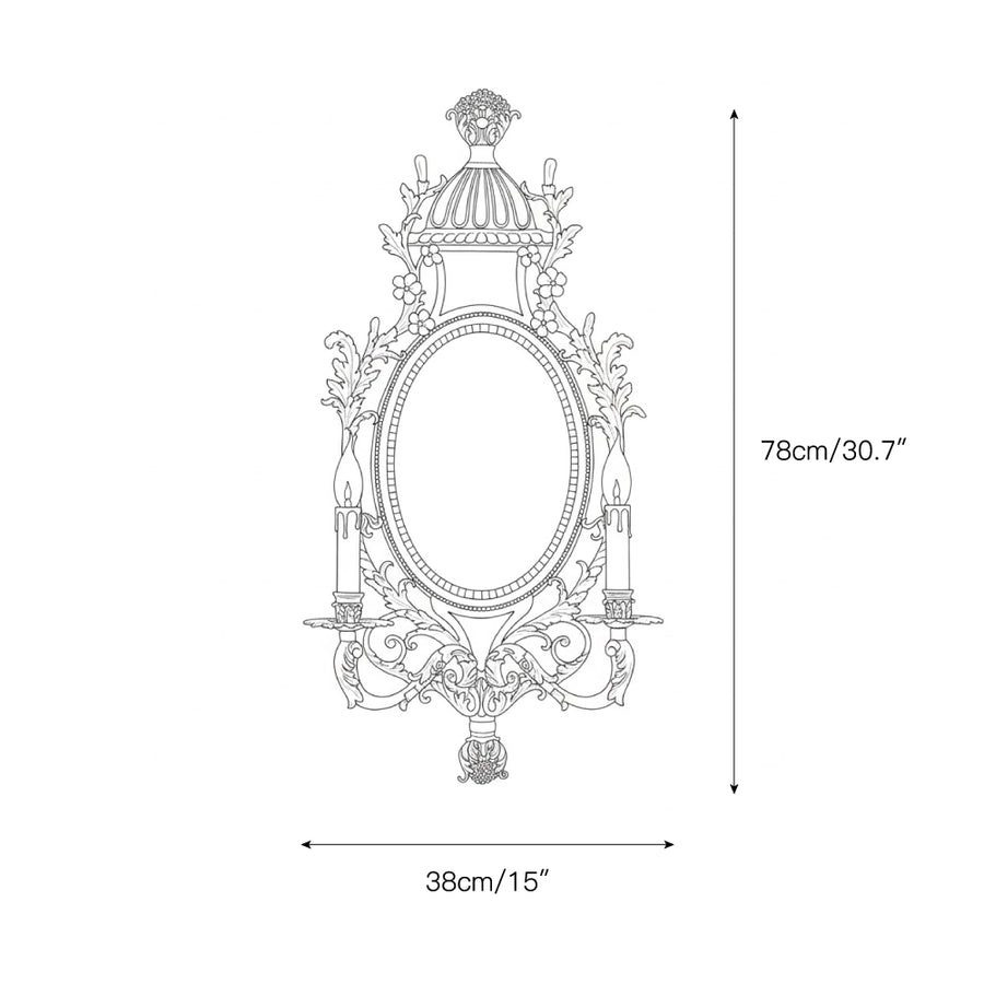 Brass Carved Mirror Wall Lamp – detail 5 — Dimension drawings 1