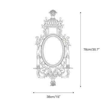 Brass Carved Mirror Wall Lamp – detail 5 — Dimension drawings 1