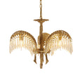 Load image into Gallery viewer, Brass Palm Leaf Crystal Chandelier