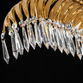 Load image into Gallery viewer, Brass Palm Leaf Crystal Chandelier