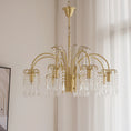 Load image into Gallery viewer, Brass Candle Crystal Chandelier