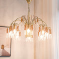 Load image into Gallery viewer, Brass Candle Crystal Chandelier