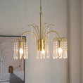 Load image into Gallery viewer, Brass Candle Crystal Chandelier