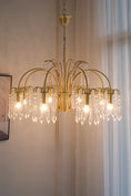 Load image into Gallery viewer, Brass Candle Crystal Chandelier