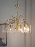 Load image into Gallery viewer, Brass Candle Crystal Chandelier