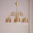Load image into Gallery viewer, Brass Candle Crystal Chandelier