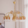 Load image into Gallery viewer, Brass Candle Crystal Chandelier