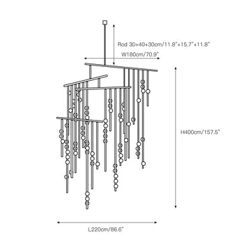 Brass Drop System Chandelier – detail 6 — Dimension drawings 4